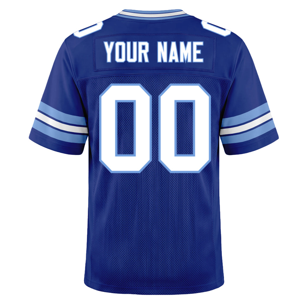 Custom Royal White-Light Blue Mesh Football Jersey