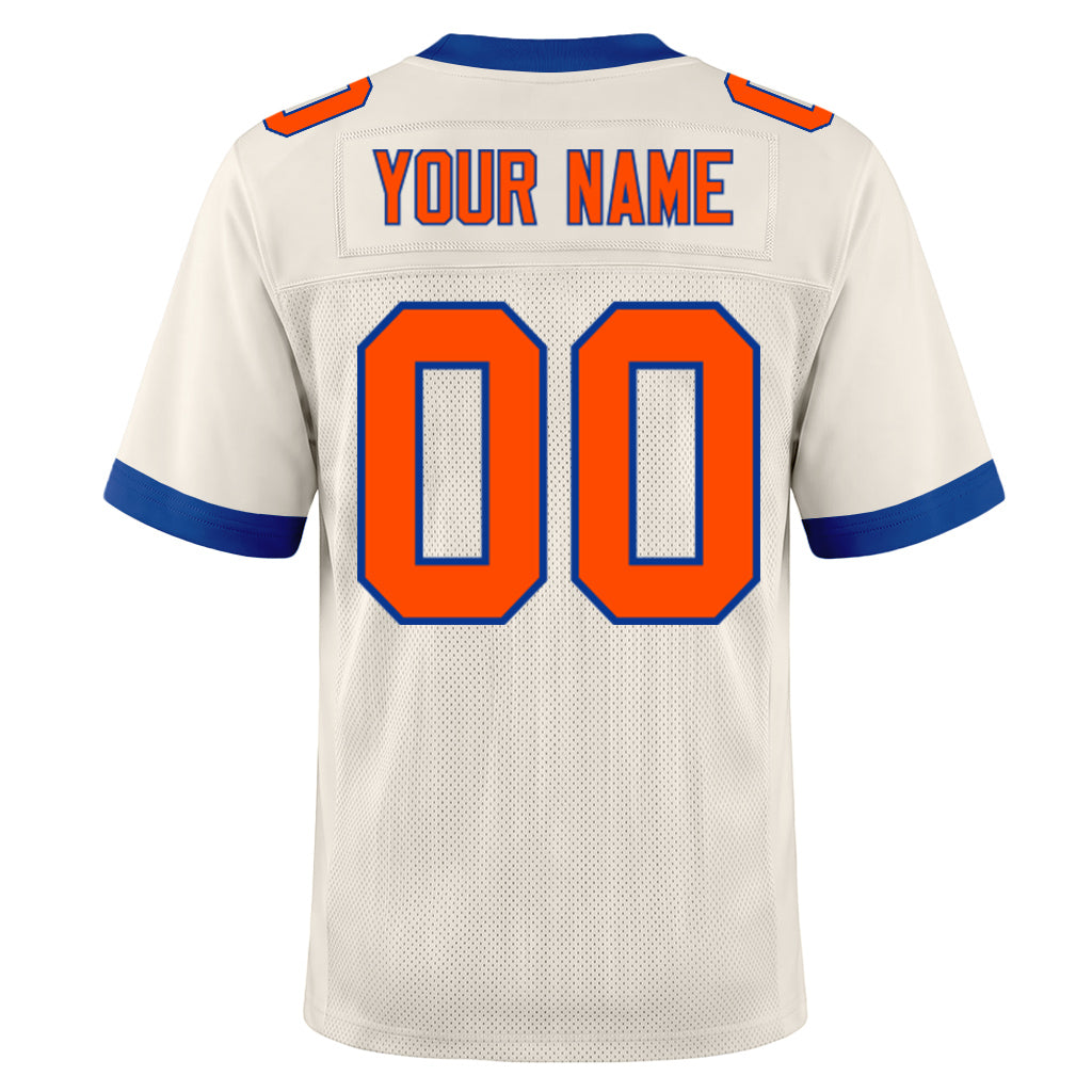 Custom Cream Orange-Royal Mesh Football Jersey