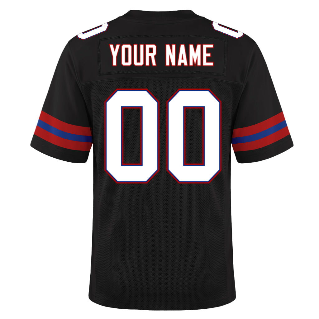 Custom Black White-Red Mesh Football Jersey