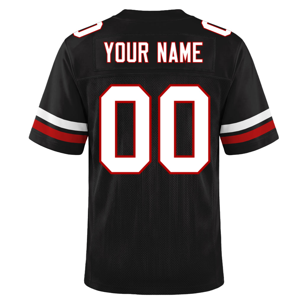 Custom Black White-Red Mesh Football Jersey