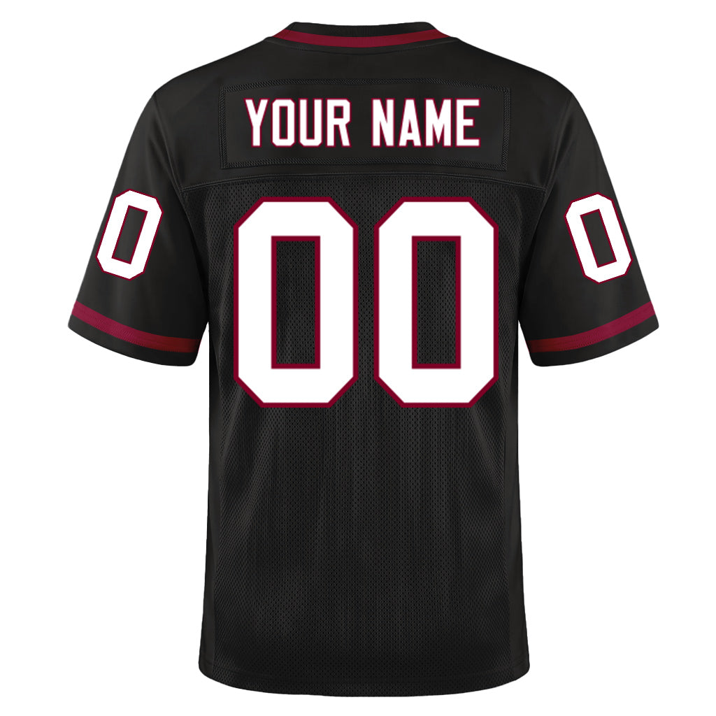Custom Black White-Maroon Mesh Throwback Mesh Football Jersey