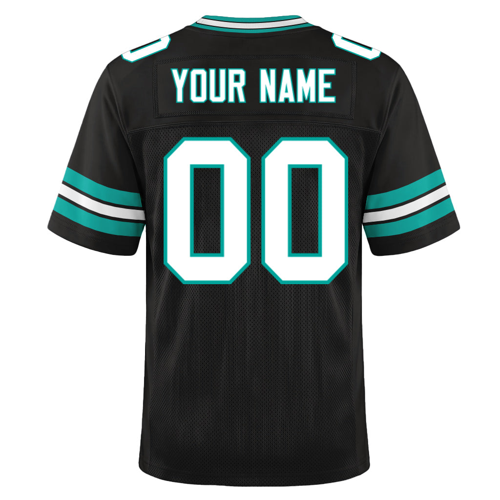 Custom Black White-Aqua Mesh Football Jersey