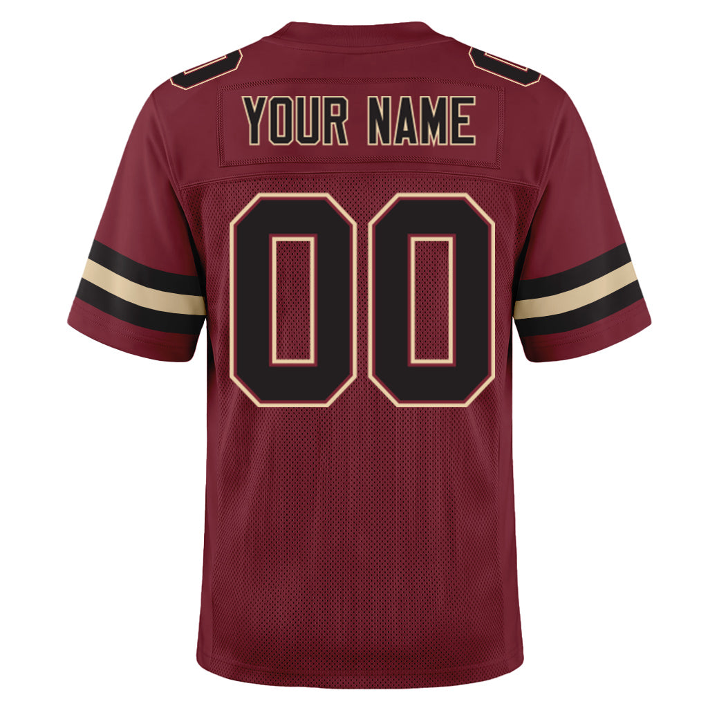 Burgundy Black-Cream Mesh Custom Football Jerseys For Men & Women