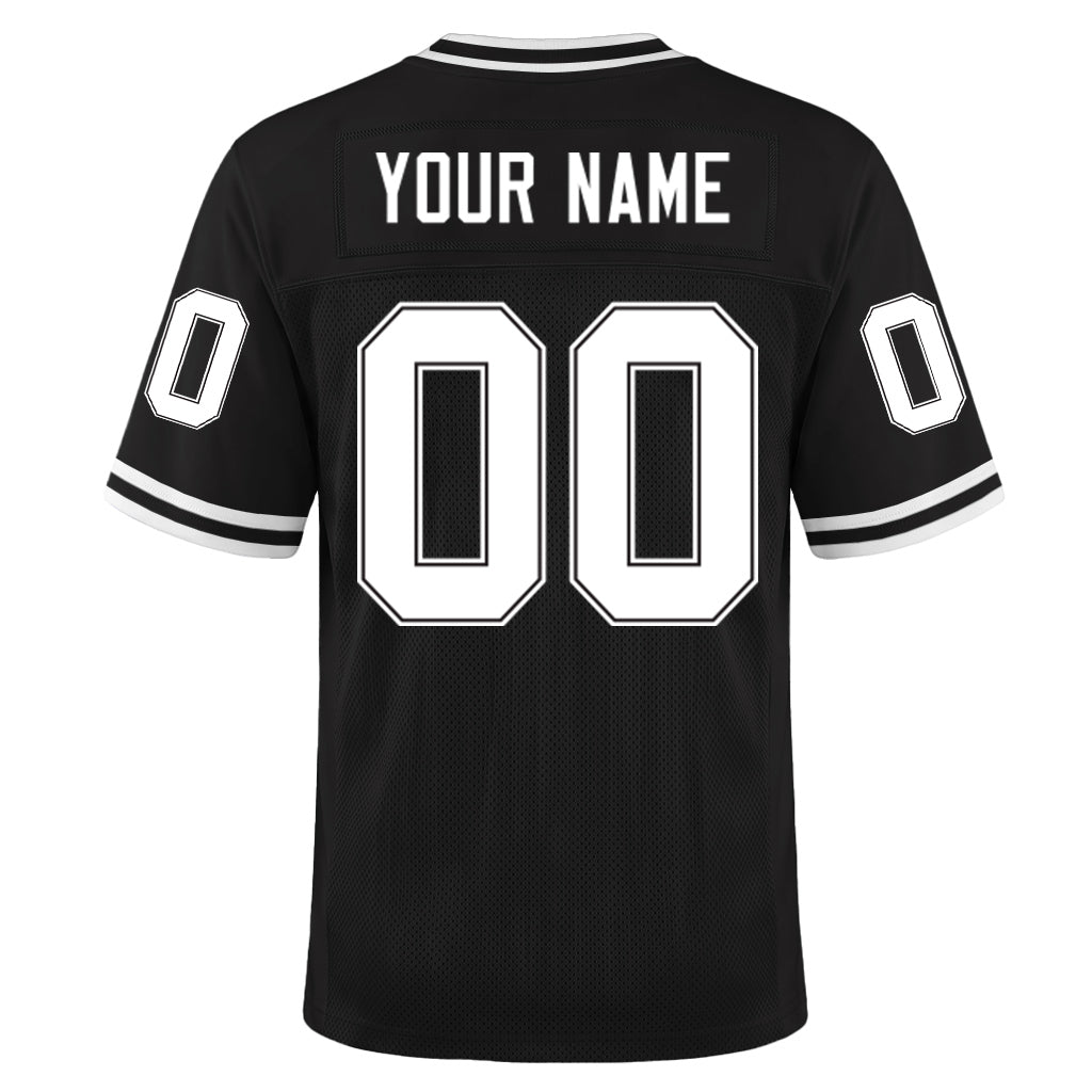 Custom Black White Mesh Football Jersey