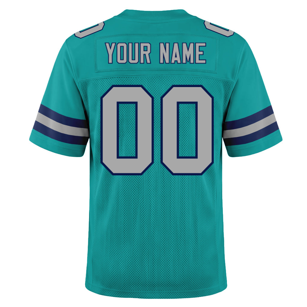 Custom Aqua Gray-Navy Mesh Football Jersey
