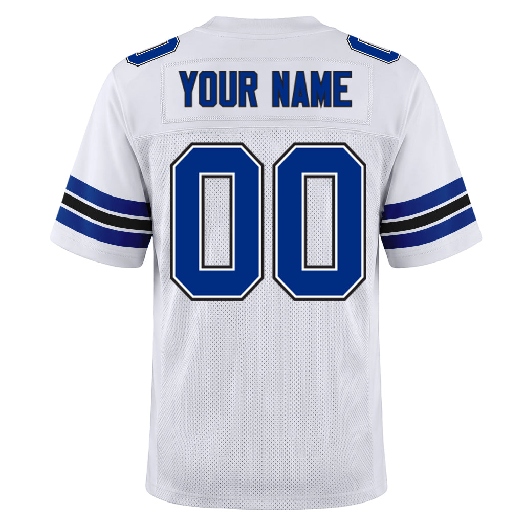 Custom White Royal-Black Mesh Football Jersey