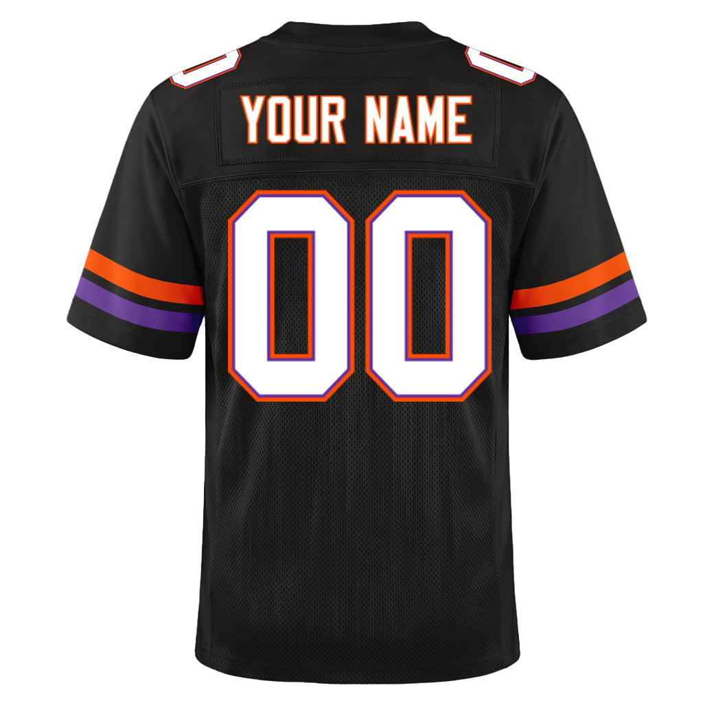 Custom Black White-Orange Mesh Football Jersey