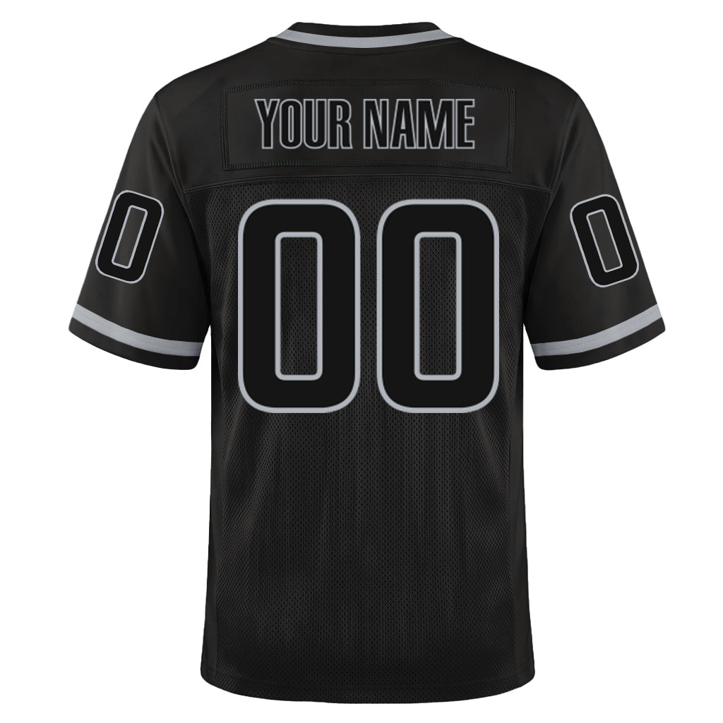 Custom Black Black-Gray Mesh Throwback Mesh Football Jersey