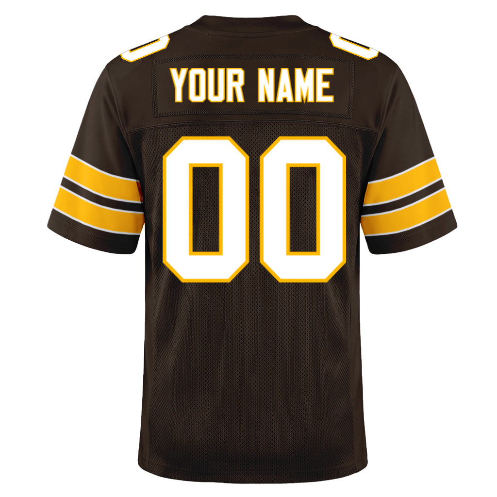 Custom Brown White-Gold Football Jersey
