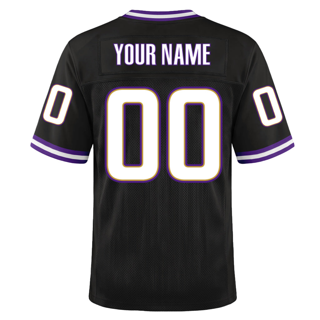 Custom Black White-Purple Mesh Throwback Mesh Football Jersey