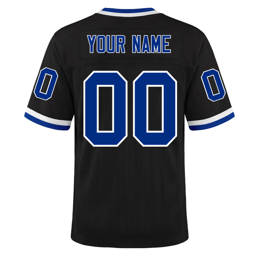 Custom Black Royal-White Mesh Football Jersey