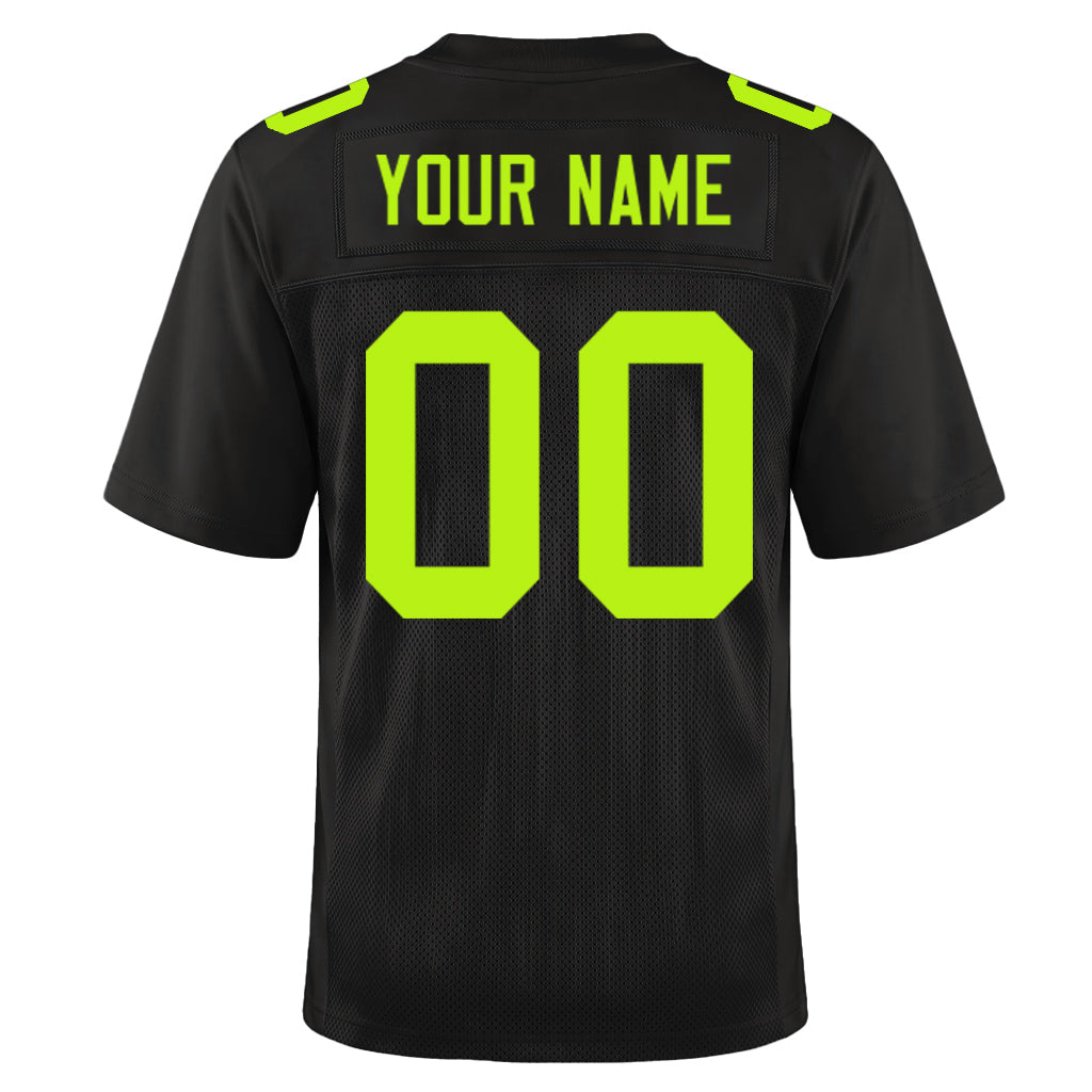 Custom Black Neon Green Mesh Football Jersey