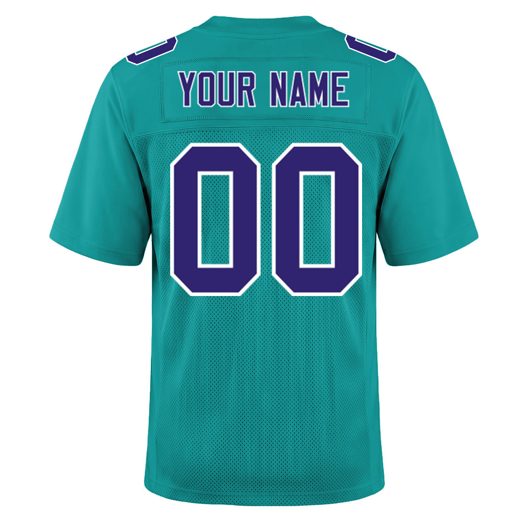 Custom Aqua Purple-White Football Jersey