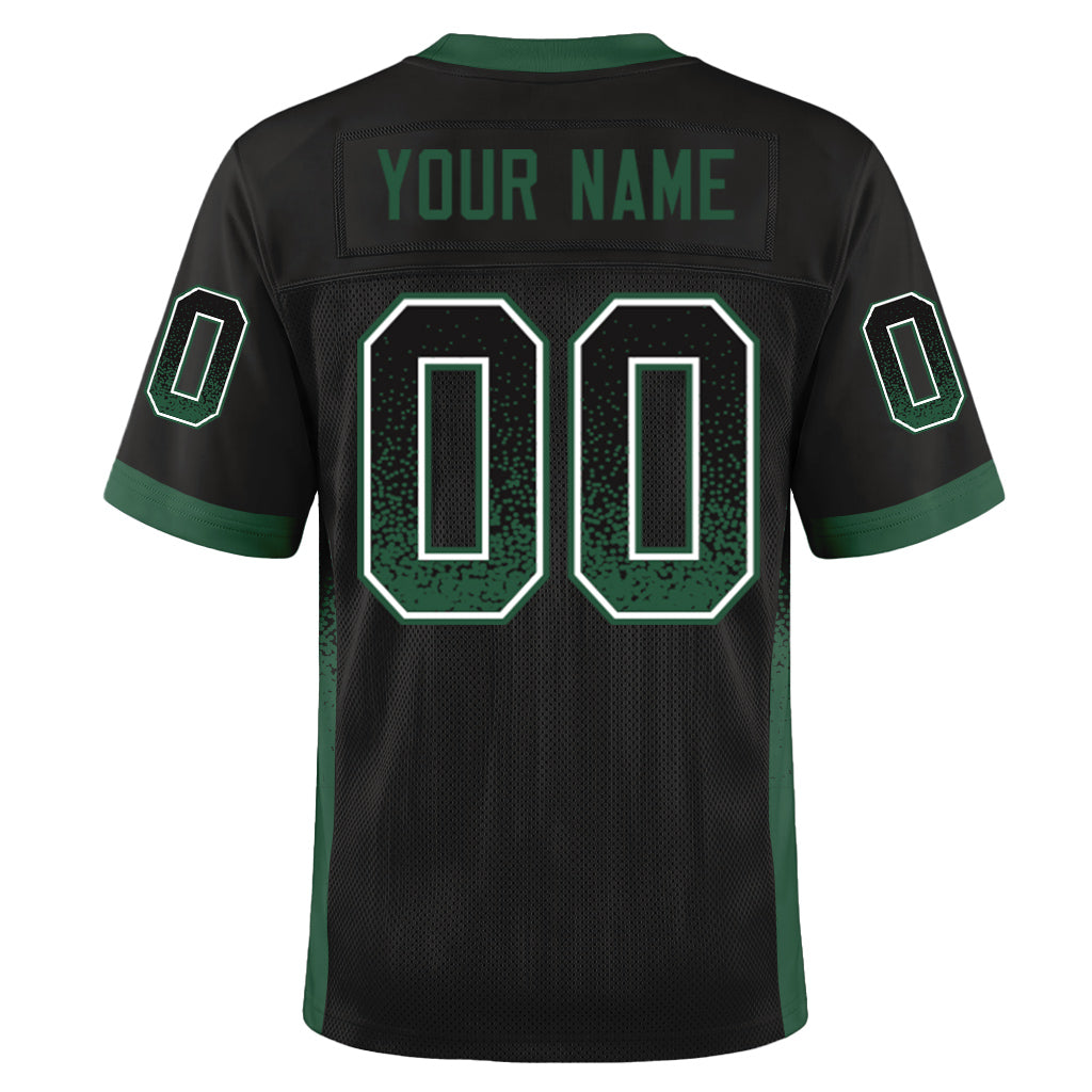 Custom Black Gotham Green-White Drift Fashion Custom Name Mesh Football Jersey