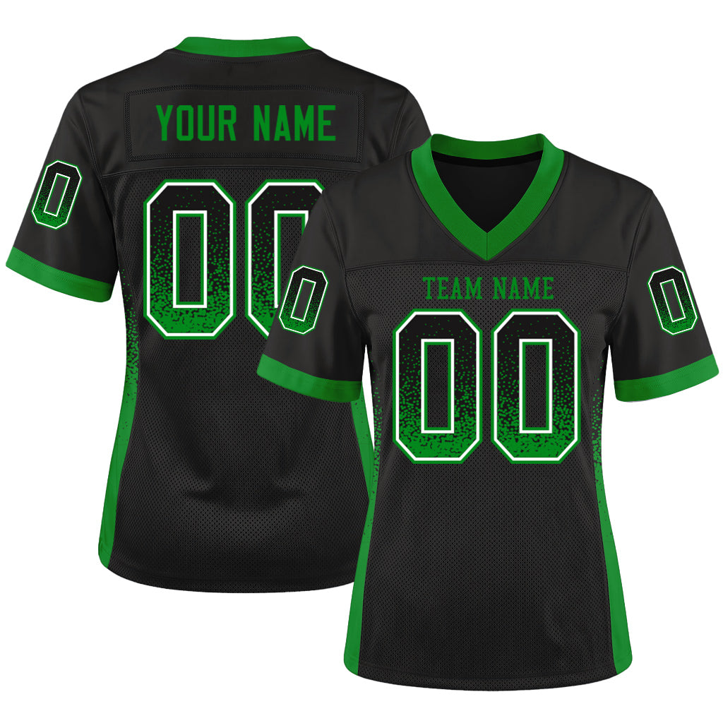Custom Black Grass Green-White Mesh Drift Fashion Mesh Football Jersey