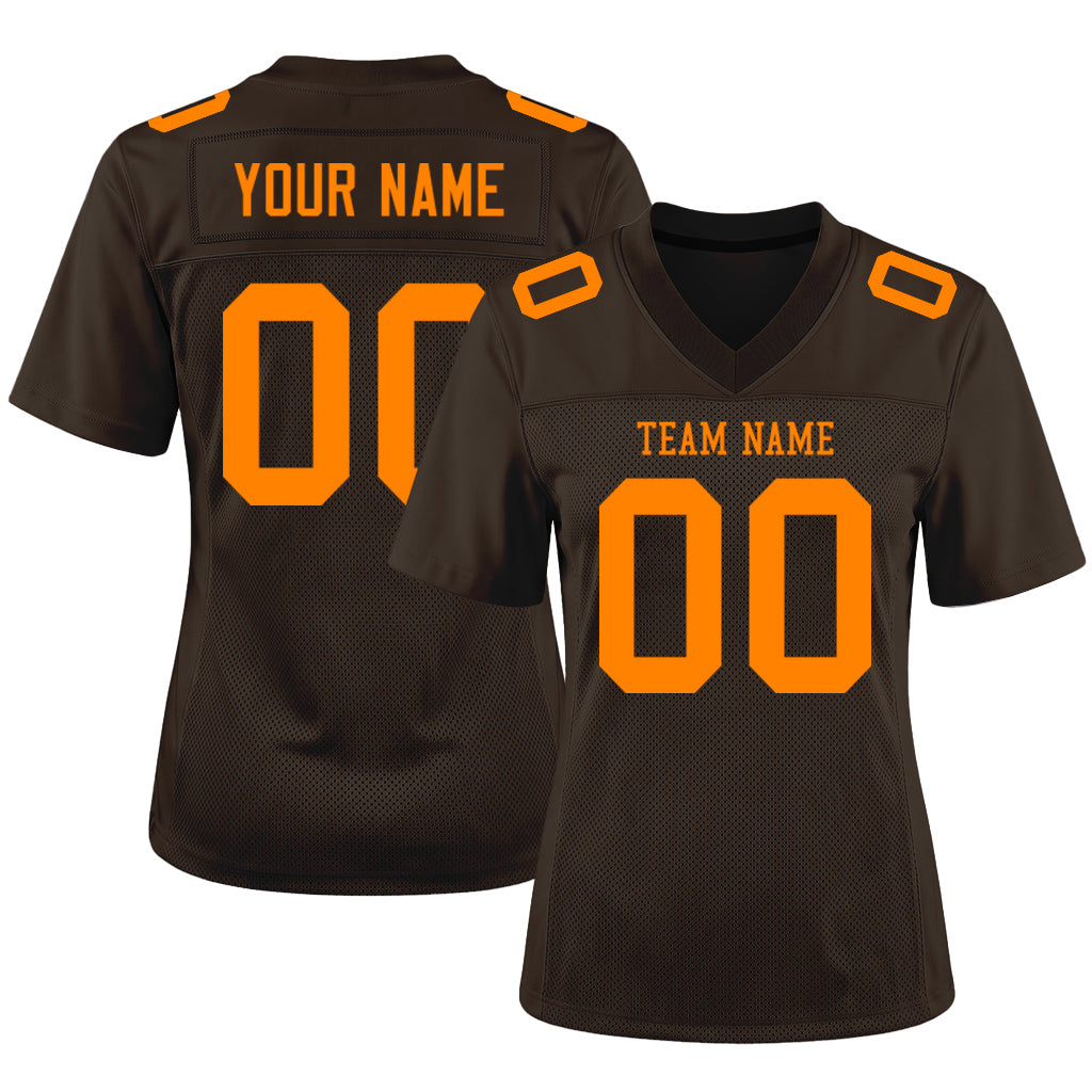 Custom Brown Bay Orange Mesh Football Jersey