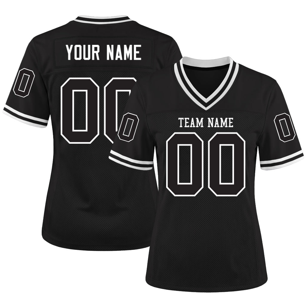 Custom Black White Mesh Football Jersey