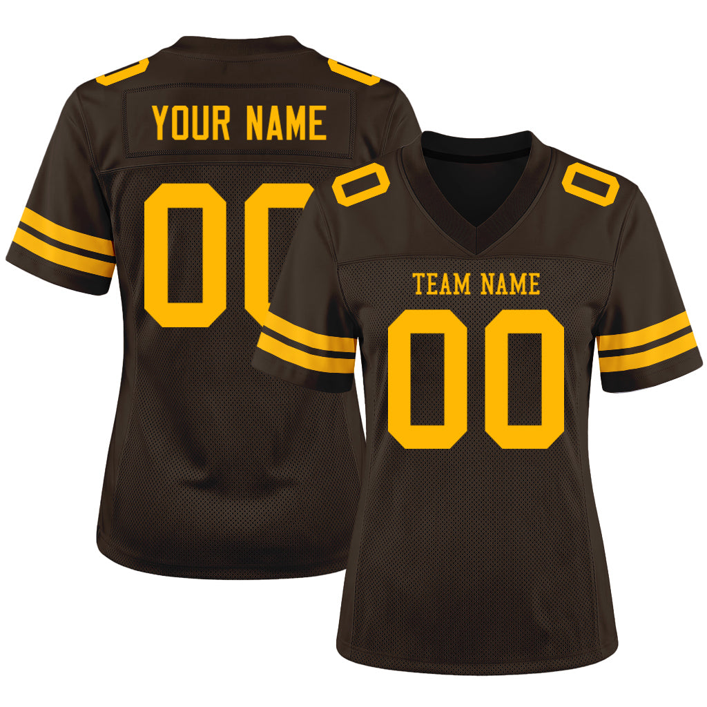 Custom Brown Gold Mesh Football Jersey