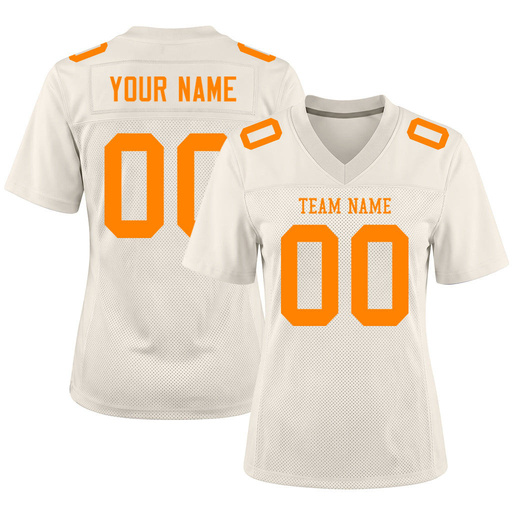 Custom Cream Bay Orange Mesh Football Jersey
