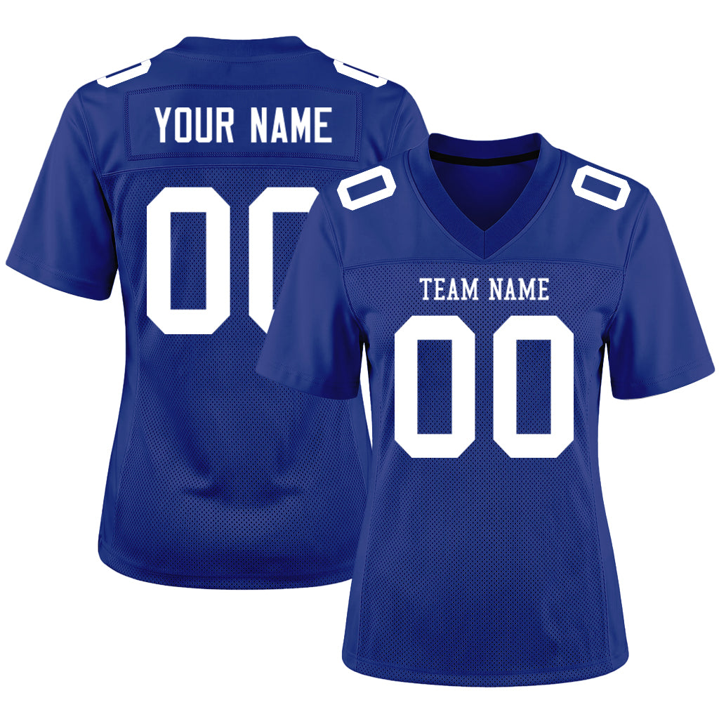 Custom Royal White Mesh Football Jersey