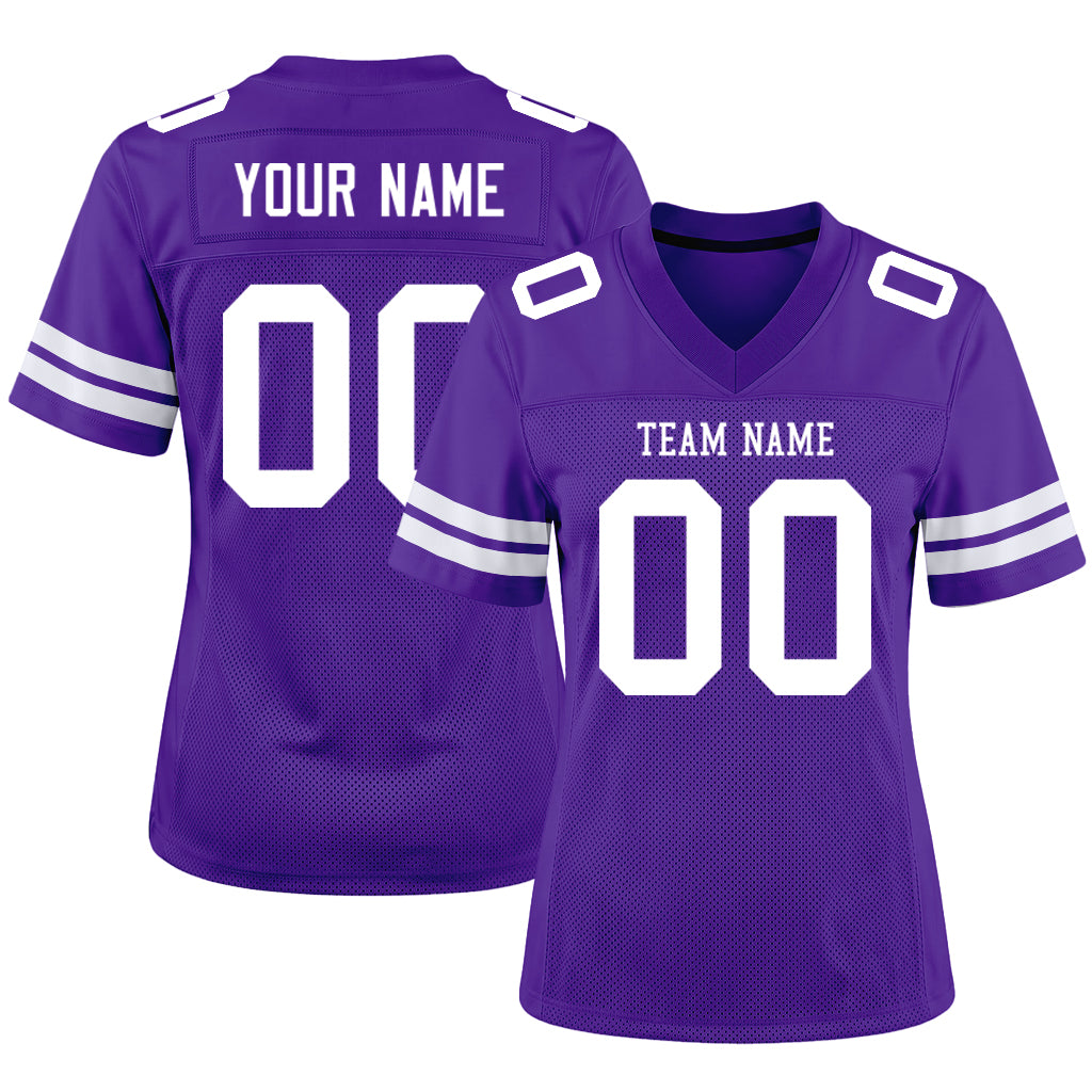 Custom Purple White Mesh Football Jersey