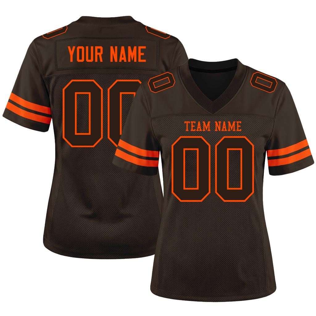 Custom Brown Brown-Orange Mesh Football Jersey