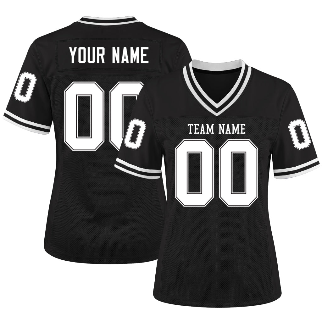 Custom Black White Mesh Football Jersey