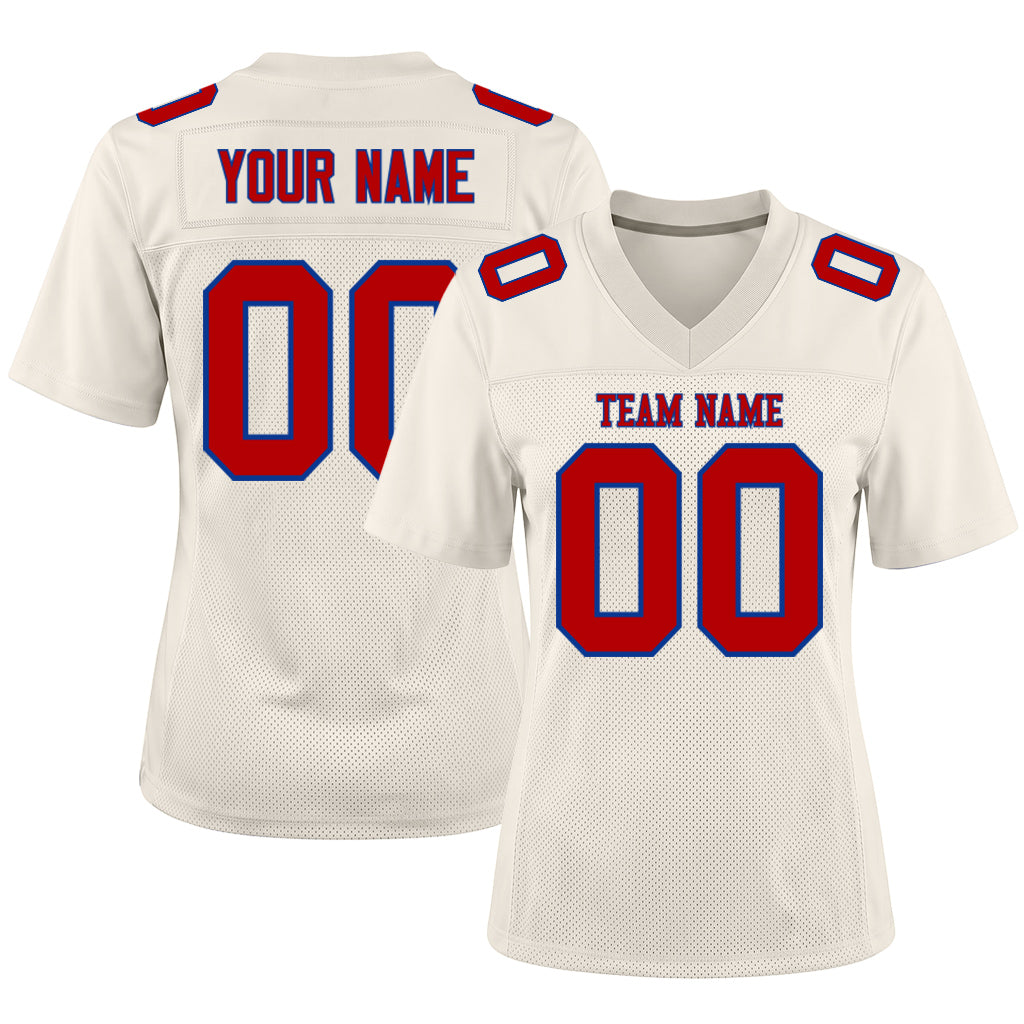 Custom Cream Red-Royal Football Jersey