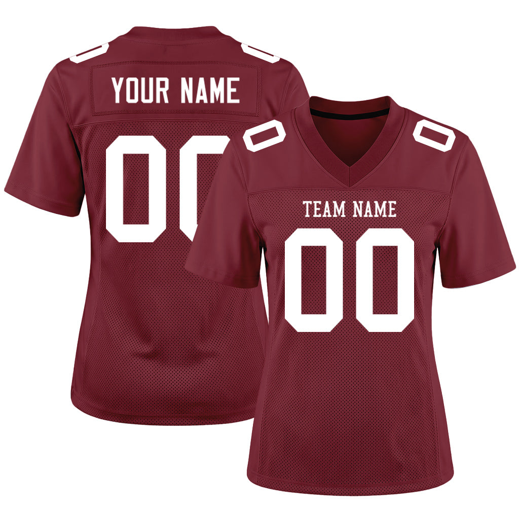 Custom Burgundy White Mesh Football Jersey