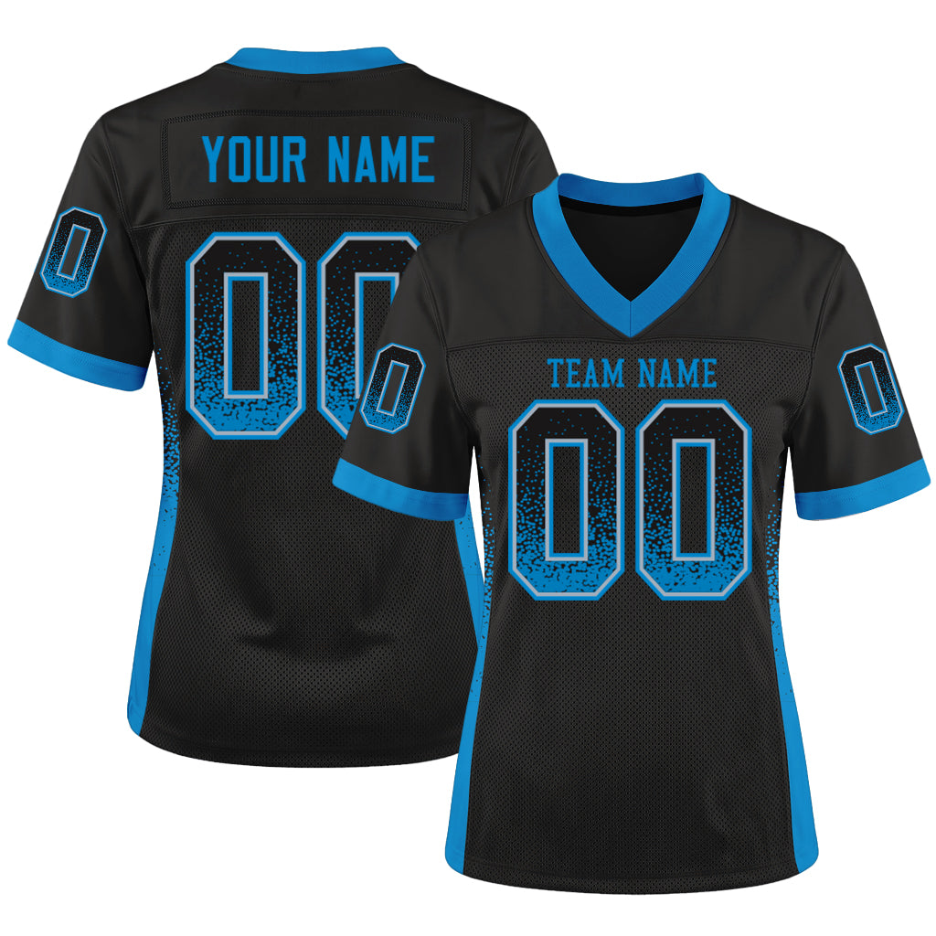 Custom Black Panther Blue-Gray Mesh Drift Fashion Mesh Football Jersey