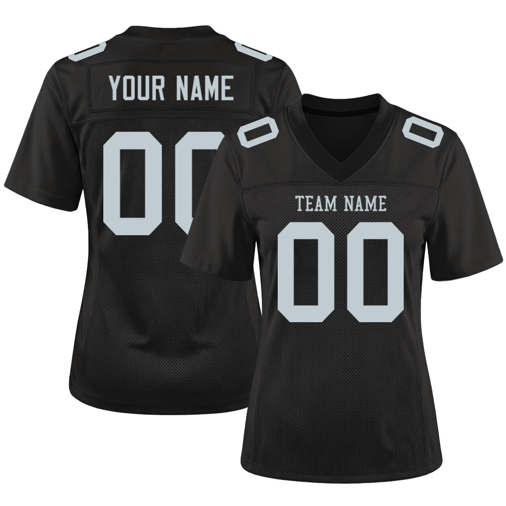 Custom Black Silver Mesh Football Jersey