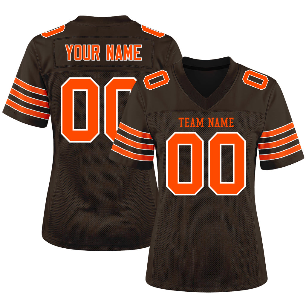 Custom Brown Orange-White Football Jersey