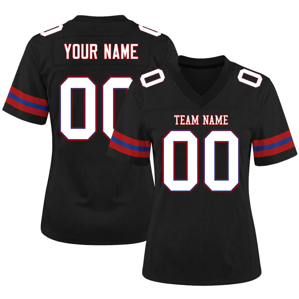 Custom Black White-Red Mesh Football Jersey