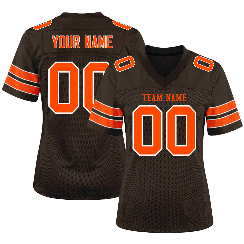 Custom Brown Orange-White Football Jersey