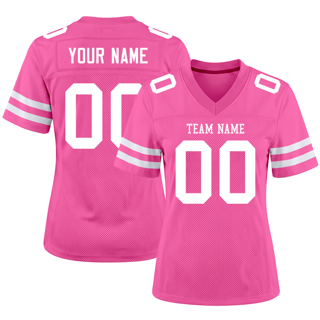 Custom Pink White Mesh Football Jersey