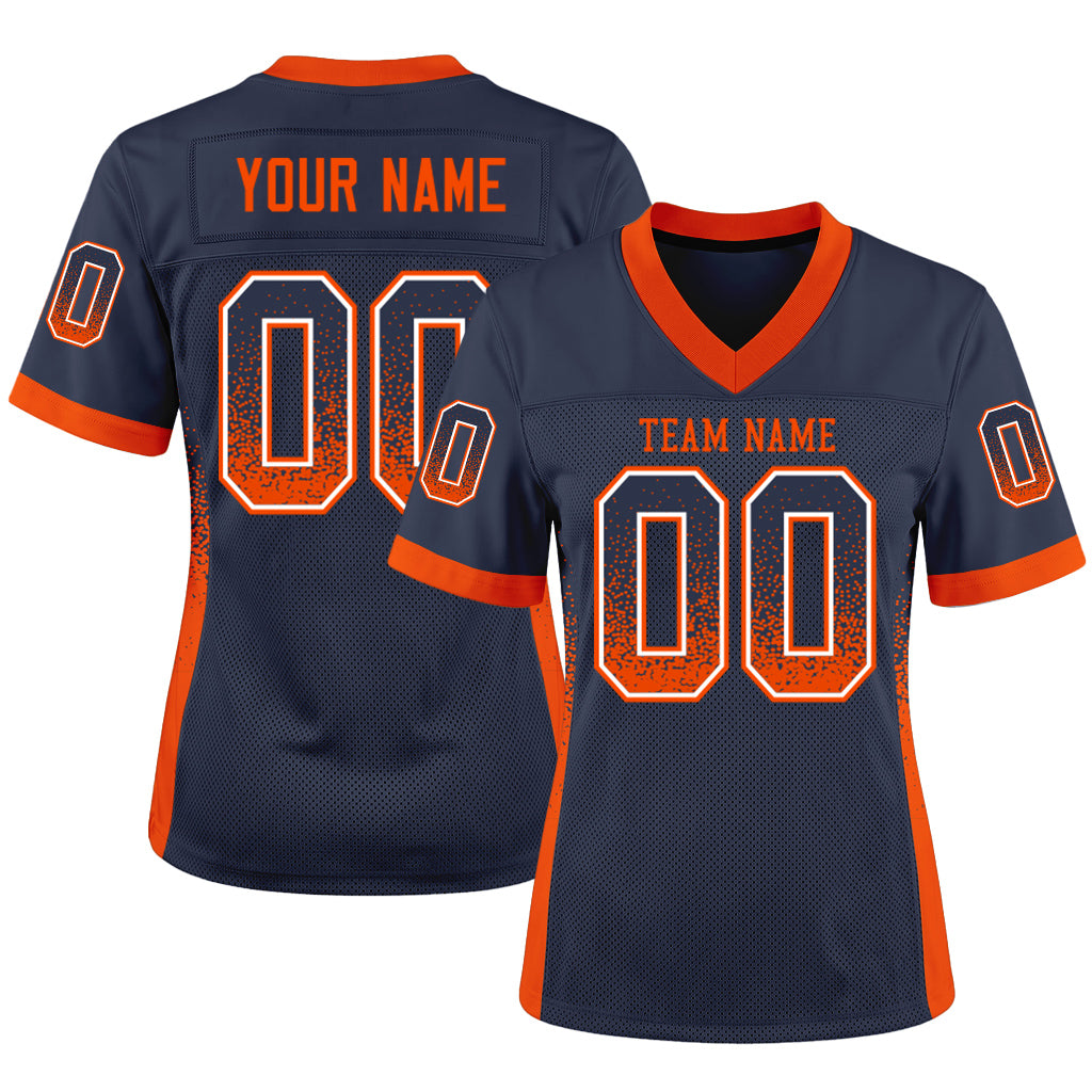 Custom Navy Orange-White Drift Fashion Custom Name Football Jerseys For Men & Women