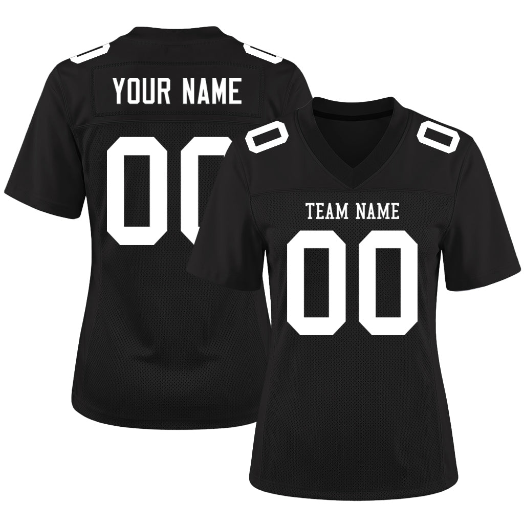 Custom Black White Mesh Football Jersey