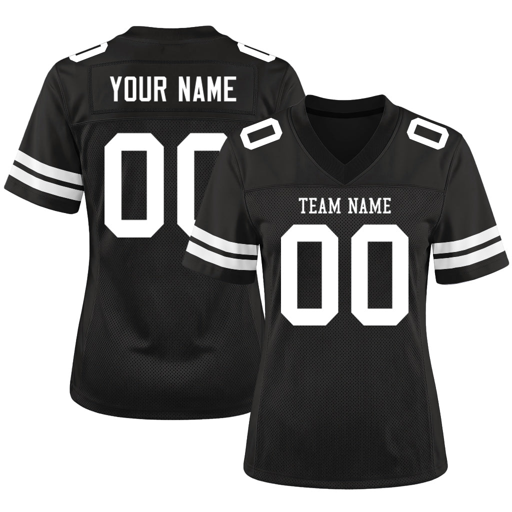 Custom Black White Custom Name Mesh Football Jersey