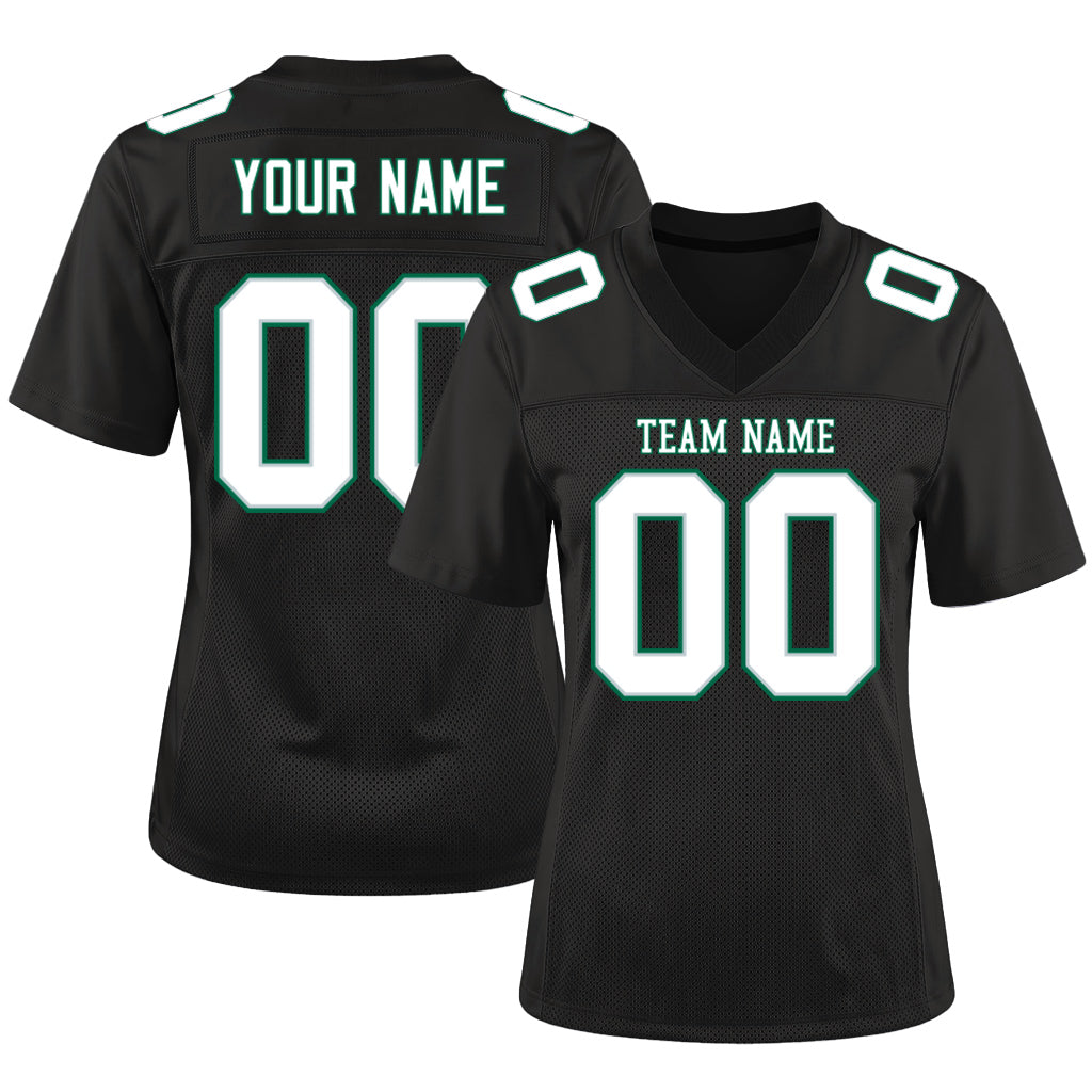 Custom Black White Gray-Midnight Green Mesh Football Jersey