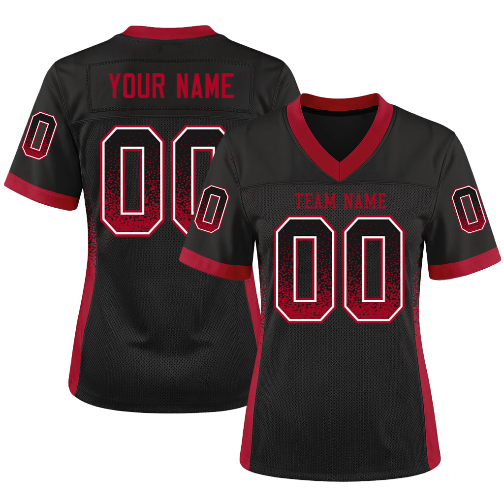 Custom Black Red-Gray Mesh Drift Fashion Mesh Football Jersey