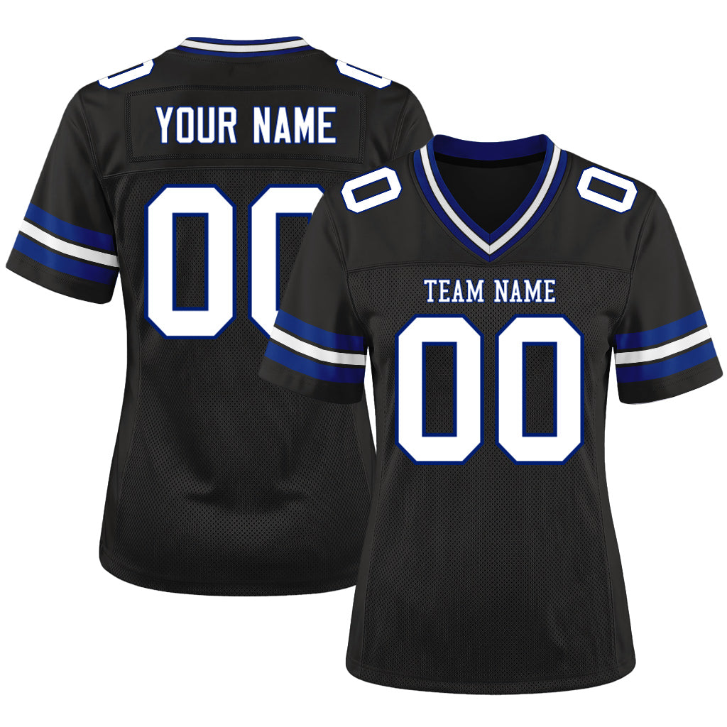 Custom Black White-Royal Mesh Football Jersey