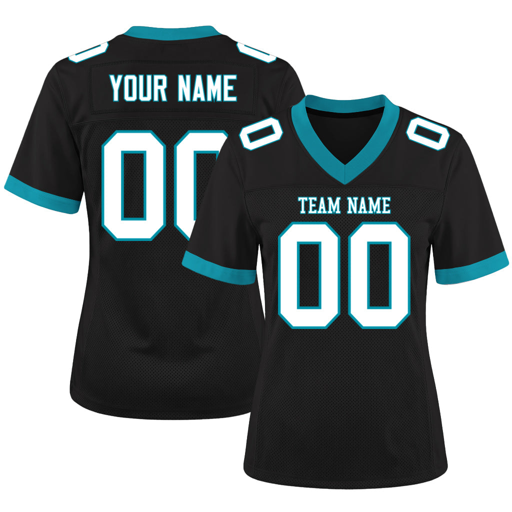 Custom Black White-Panther Blue Mesh Football Jersey