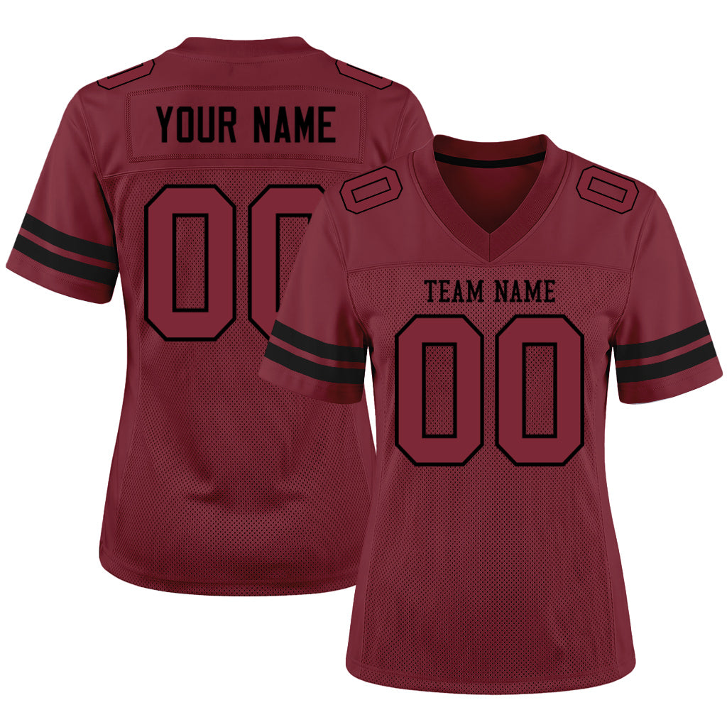 Custom Burgundy Burgundy-Black Mesh Football Jersey