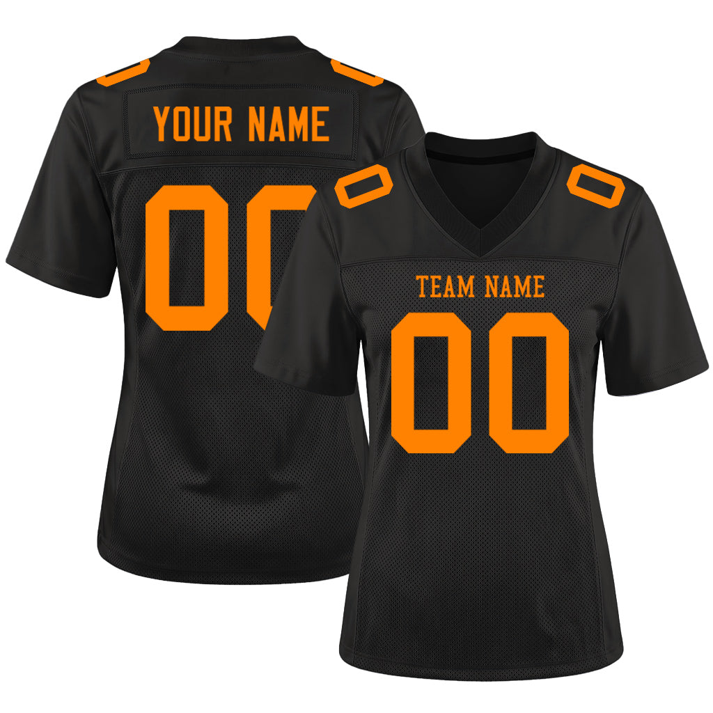 Custom Black Bay Orange Mesh Football Jersey