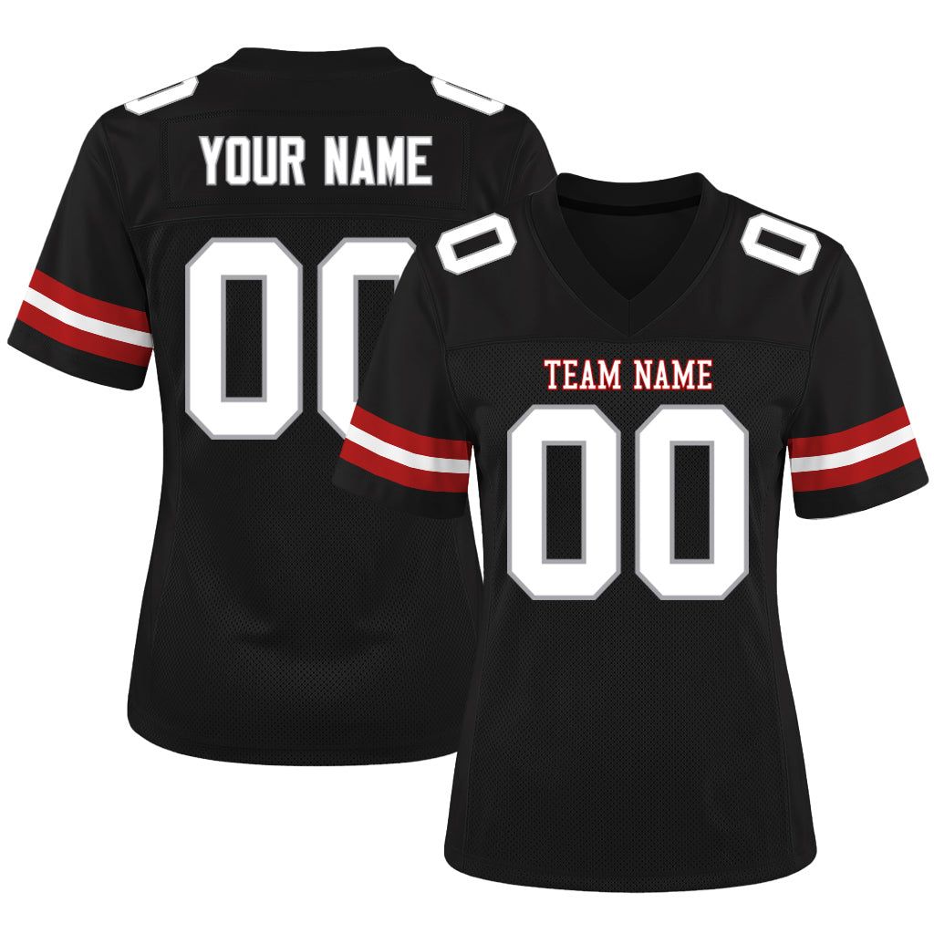 Custom Black White-Gray Mesh Football Jersey