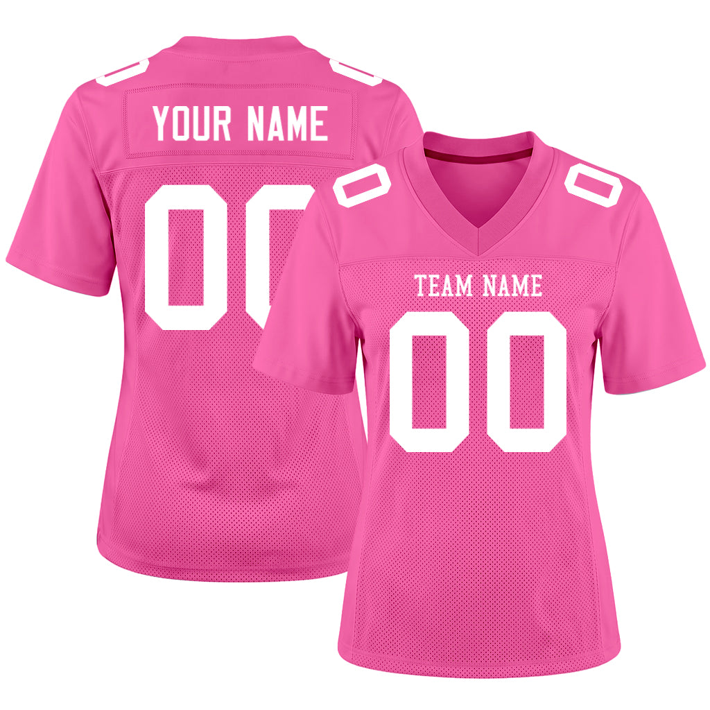 Custom Pink White Mesh Football Jersey