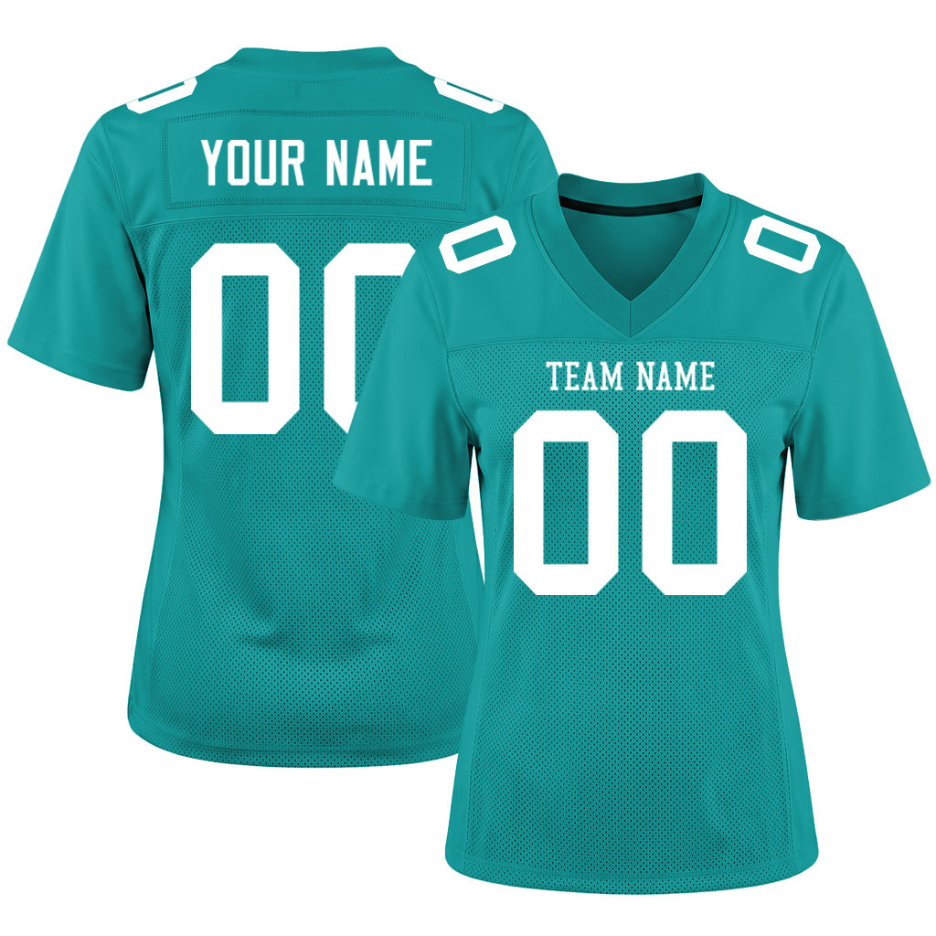 Custom Aqua White Mesh Football Jersey