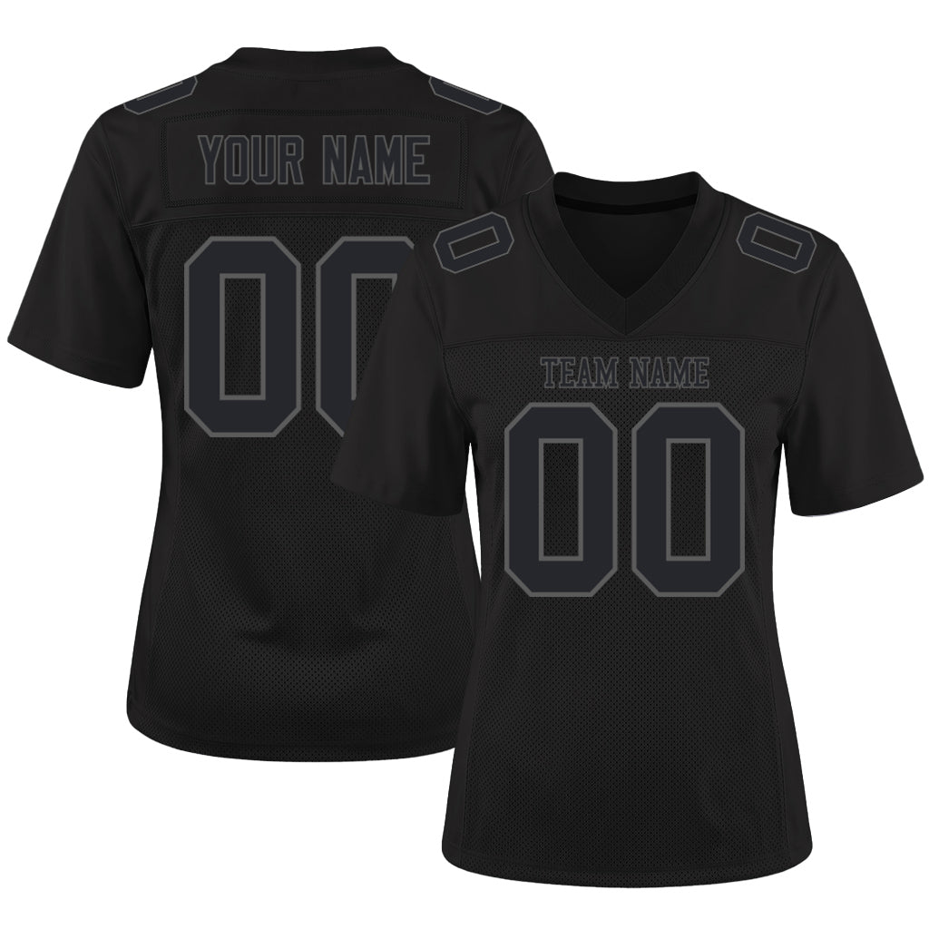 Custom Black Steel Gray Mesh Football Jersey