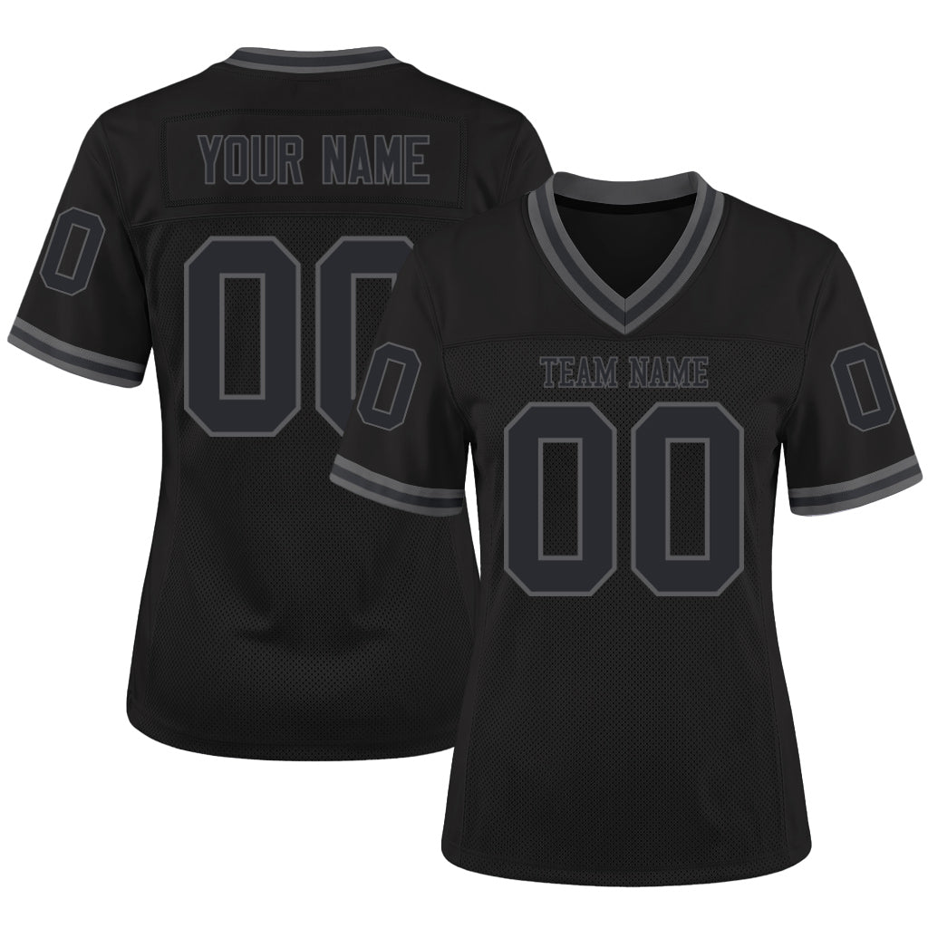 Black Steel Gray Mesh Throwback Custom Football Jerseys For Men & Women