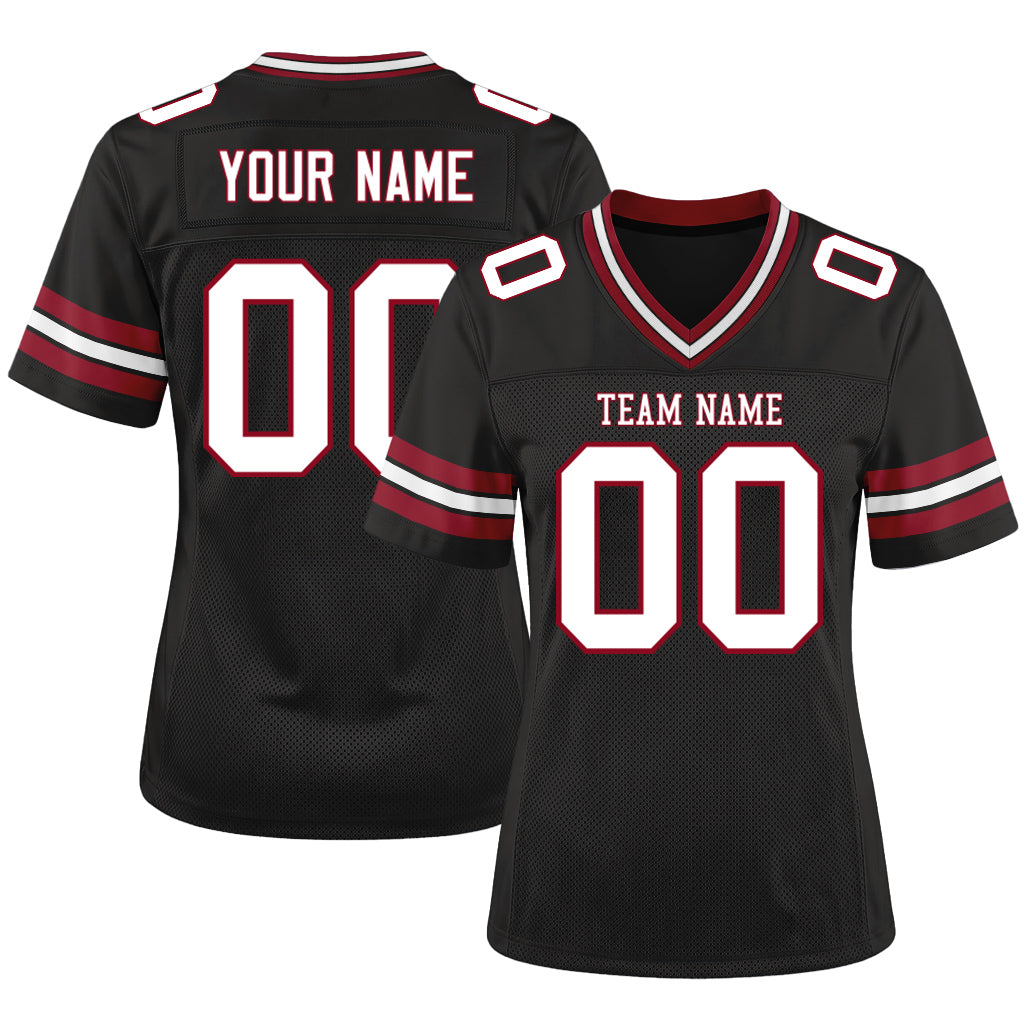 Custom Black White-Cardinal Custom Name Mesh Football Jersey